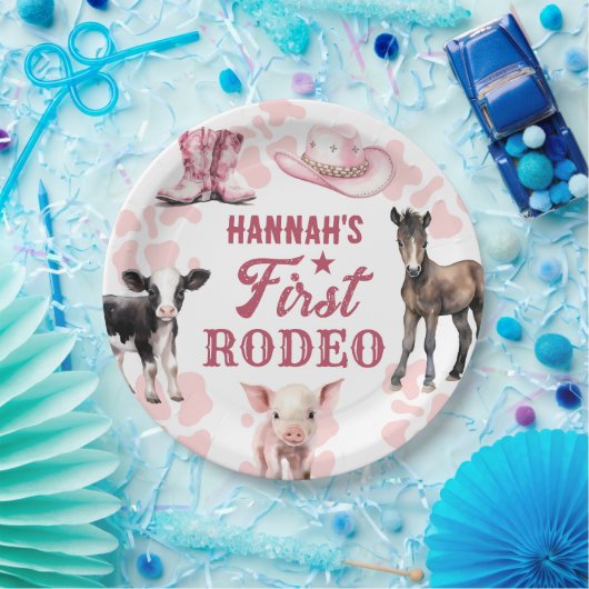 Rodeo Rosa Geburtstagspolette Pappteller (Party)