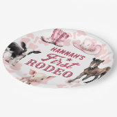 Rodeo Rosa Geburtstagspolette Pappteller (Schrägansicht)