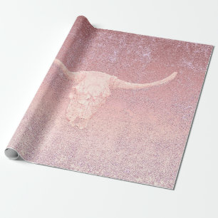 Rodeo Rosa Kunsttextur Rustikale Bullenschädel Geschenkpapier