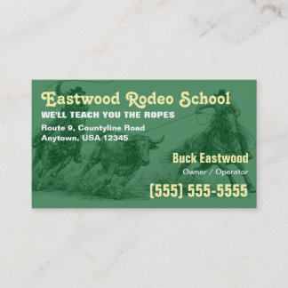 Rodeo-Schule | Cowboy-Roping-Instruktor-Karte Visitenkarte