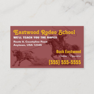 Rodeo-Schule | Cowboy-Roping-Instruktor-Karte Visitenkarte