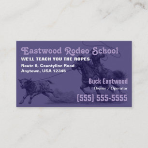 Rodeo-Schule Cowboy-Roping-Instruktor-Karte Visitenkarte