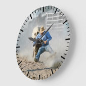 Rodeo Steer Wrestling Competition Western Große Wanduhr (Winkel)