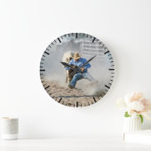 Rodeo Steer Wrestling Competition Western Große Wanduhr (Zuhause)