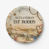 Rodeo-Stiefel & Kaktus 1. Geburtstag Pappteller (Vorderseite)
