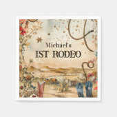Rodeo-Stiefel & Kaktus 1. Geburtstag Serviette (Vorderseite)