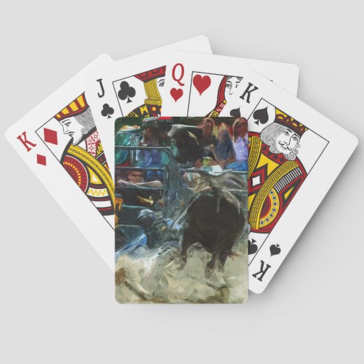 Rodeo-Stier-Fahrt, die abstrakten Impressionismus Spielkarten (Rückseite)