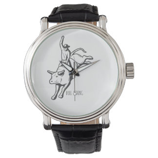 Rodeo-Stier-Reiter-Action-Line-Art Armbanduhr