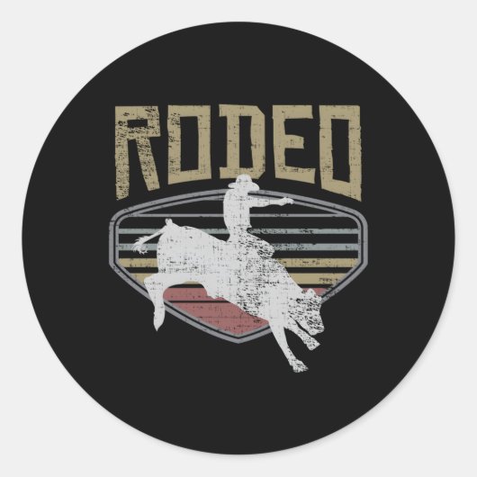 Rodeo Style Bull Riding Runder Aufkleber (Vorderseite)