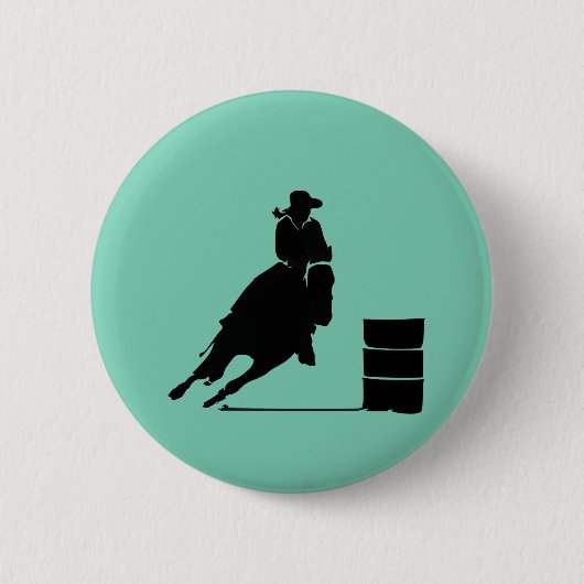 Rodeo Theme Cowgirl Barrel Racing Silhouette Button (Vorderseite)