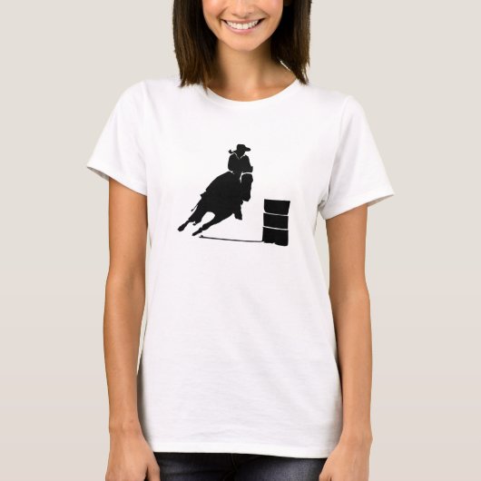 Rodeo Theme Cowgirl Barrel Racing Silhouette T-Shirt (Vorderseite)