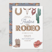 Rodeo Themed | Einladungen zum 1. Geburtstag (Vorne/Hinten)