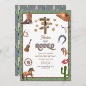 Rodeo Themed | Einladungen zum 1. Geburtstag (Vorne/Hinten)