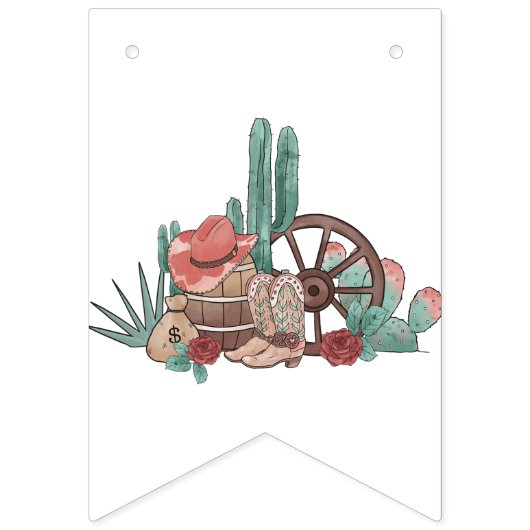 Rodeo Themed | Geburtstag Wimpelkette (Zweite Fahne)