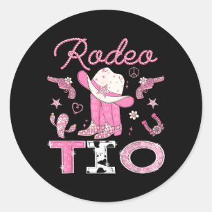 Rodeo Tio 1. Geburtstag Rosa Stiefel Disco Cowgirl Runder Aufkleber