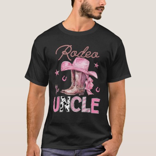 Rodeo Uncle Pink Boots Coquette CowGirl Birthday P T-Shirt (Vorderseite)