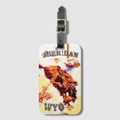 Rodeo Vintage Reise und Wyoming Sheridan WYO Gepäckanhänger (Vorderseite Vertikal)
