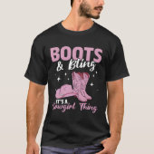 Rodeo Western Country South Cow Boots Bling T-Shirt (Vorderseite)