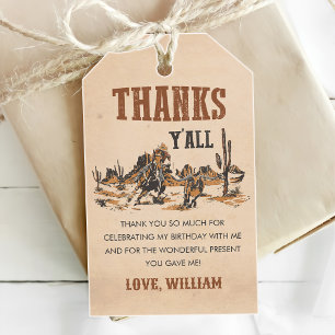 Rodeo Western Cowboy 1. Geburtstag Party Geschenkanhänger