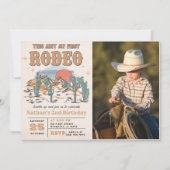 Rodeo Western Cowboy 2. Geburtstag Foto Einladung (Vorderseite)