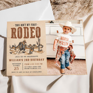 Rodeo Western Cowboy 2. Geburtstag Party Foto Einladung