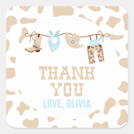 Rodeo Western Cowboy Baby Dusche Quadratischer Aufkleber