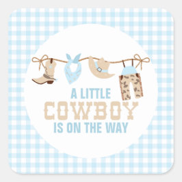 Rodeo Western Cowboy Baby Dusche Quadratischer Aufkleber
