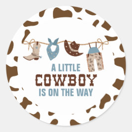 Rodeo Western Cowboy Baby Dusche Runder Aufkleber