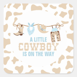 Rodeo Western Cowboy Babyparty Quadratischer Aufkleber