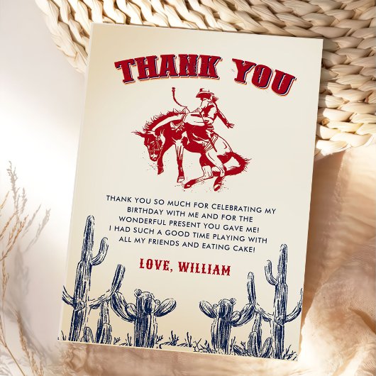 Rodeo Western Cowboy Birthday Dankeskarte