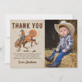 Rodeo Western Cowboy Birthday Foto Danke Karte (Vorderseite)