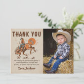 Rodeo Western Cowboy Birthday Foto Danke Karte (Stehend Vorderseite)