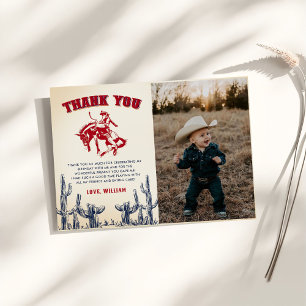 Rodeo Western Cowboy Birthday Foto Dankeskarte