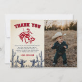 Rodeo Western Cowboy Birthday Foto Dankeskarte (Vorderseite)