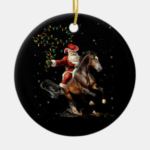 Rodeo Western Cowboy Santa Reiten Keramik Ornament