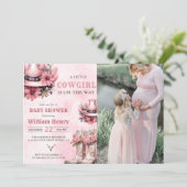 Rodeo Western Cowgirl Baby Dusche Foto Einladung (Stehend Vorderseite)