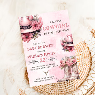 Rodeo Western Cowgirl Babydusche Einladung