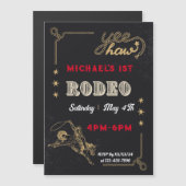 Rodeo Western Riding Cowboy Birthday Magneteinladung (Vorne/Hinten)