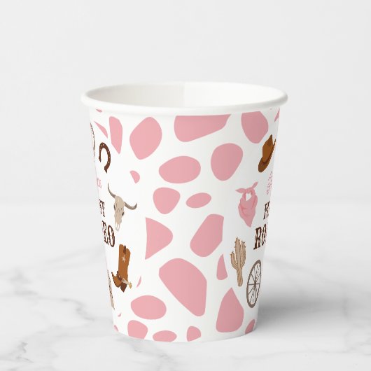Rodeo Wild West Pink Girl Erstgeburt Pappbecher (Links)