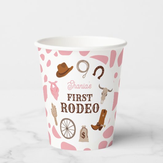 Rodeo Wild West Pink Girl Erstgeburt Pappbecher (Vorderseite)