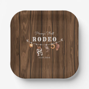 Rodeo Wild West rustikaler Western Cowboy Birthday Pappteller