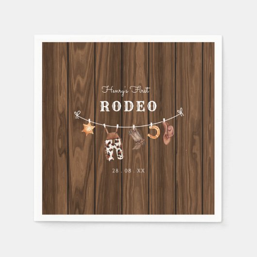 Rodeo Wild West rustikaler Western Cowboy Geburtst Serviette (Vorderseite)