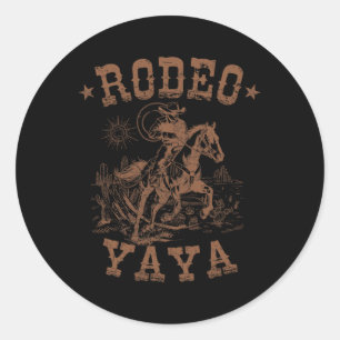 Rodeo Yaya Western Cowboy Family Matching Mother Runder Aufkleber