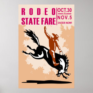 Rodeocowboyreitsträubendes Pferdenplakat Poster