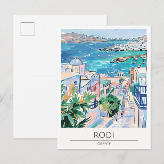 Rodi Griechenland Vintage-Kunst-Illustration Reise Postkarte