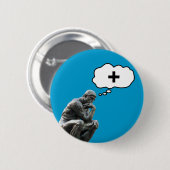 Rodin’s Thinker Statue - Think Positiv Button (Vorne & Hinten)
