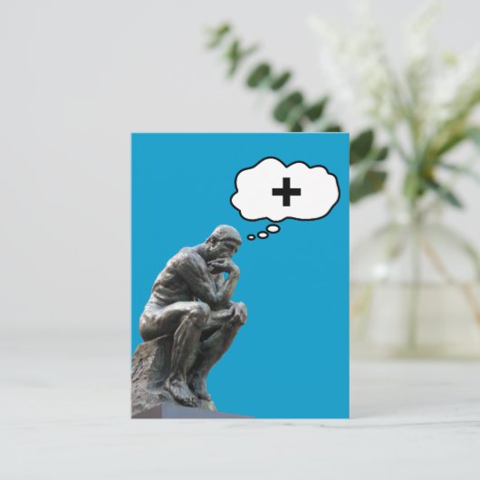 Rodin’s Thinker Statue - Think Positiv Postkarte (Stehend Vorderseite)
