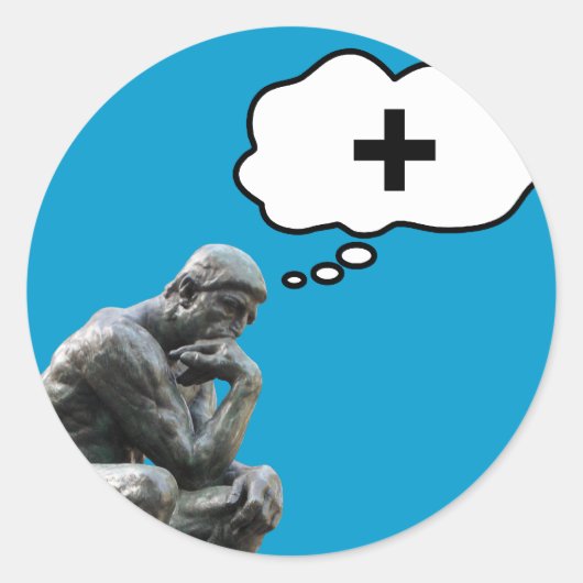 Rodin’s Thinker Statue - Think Positiv Runder Aufkleber (Vorderseite)