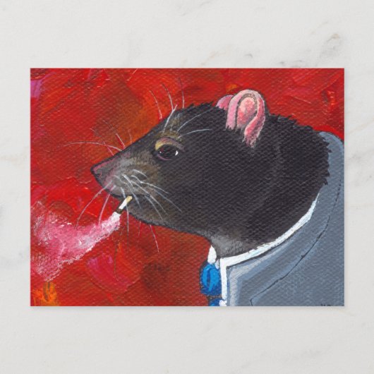 Rodney the Rat - Business Anzug raucht einzigartig Postkarte (Vorderseite)