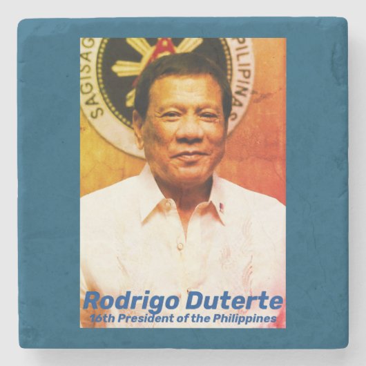 Rodrigo Duterte, 16. Präsident der Philippinen Steinuntersetzer (Vorderseite)